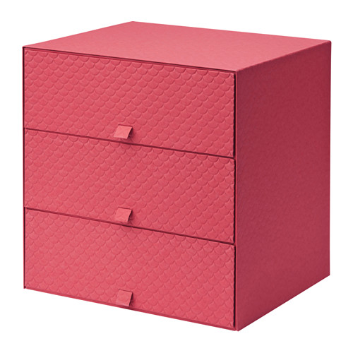 PALLRA ミニチェスト（引き出し×3）, レッド